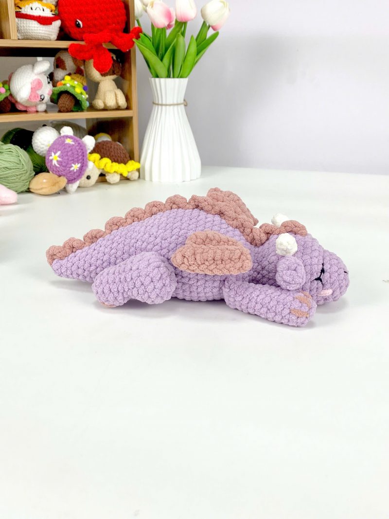 Crochet Pattern PDF and Handmade Plush Toy for Sleeping Dragon Design