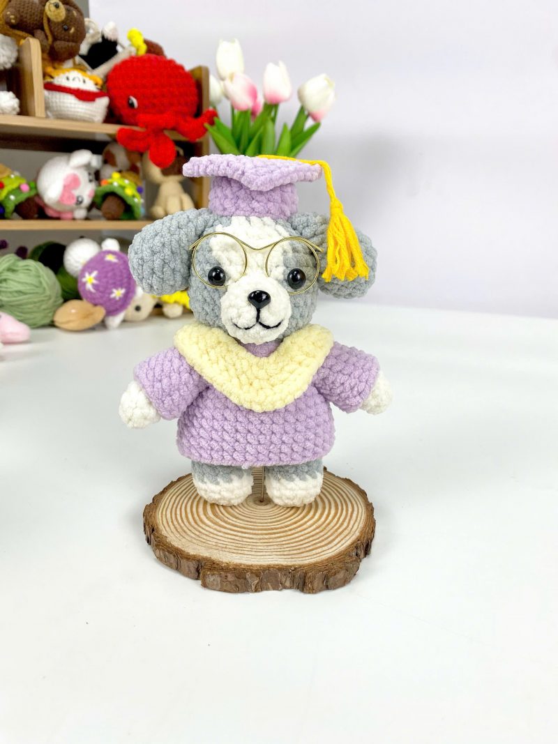 Crochet Pattern PDF and Handmade Puppy Toy for Bachelor Graduation Dog