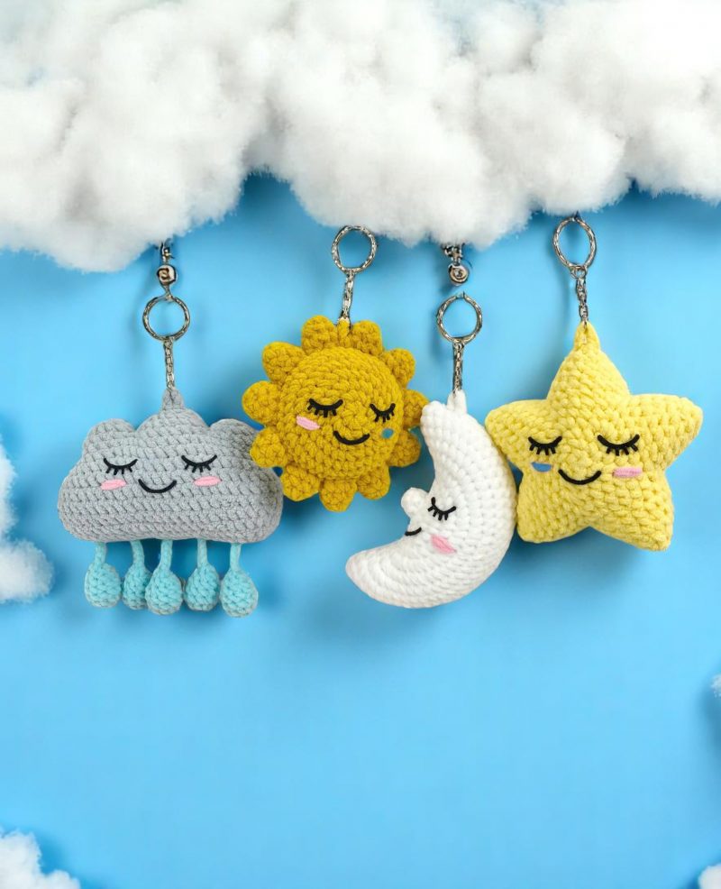 Weather Keychain Crochet Pattern Bundle – PDF 4 in 1