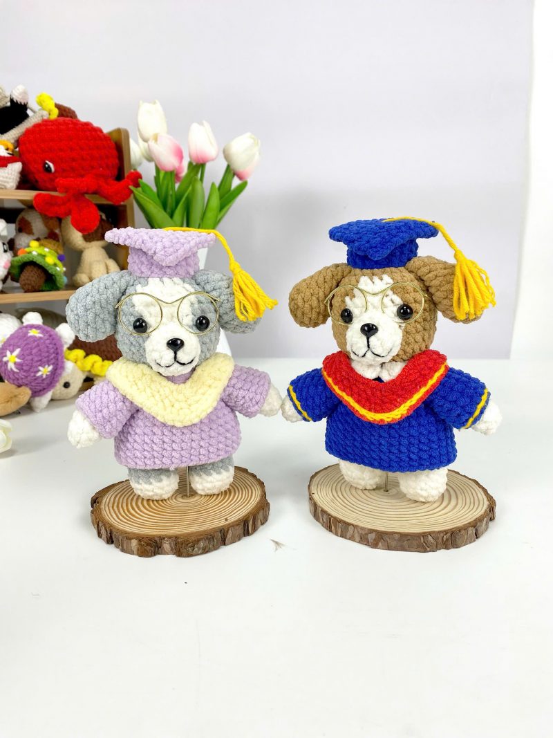 Crochet Pattern PDF and Handmade Puppy Toy for Graduation Dog  Bundle 2in1