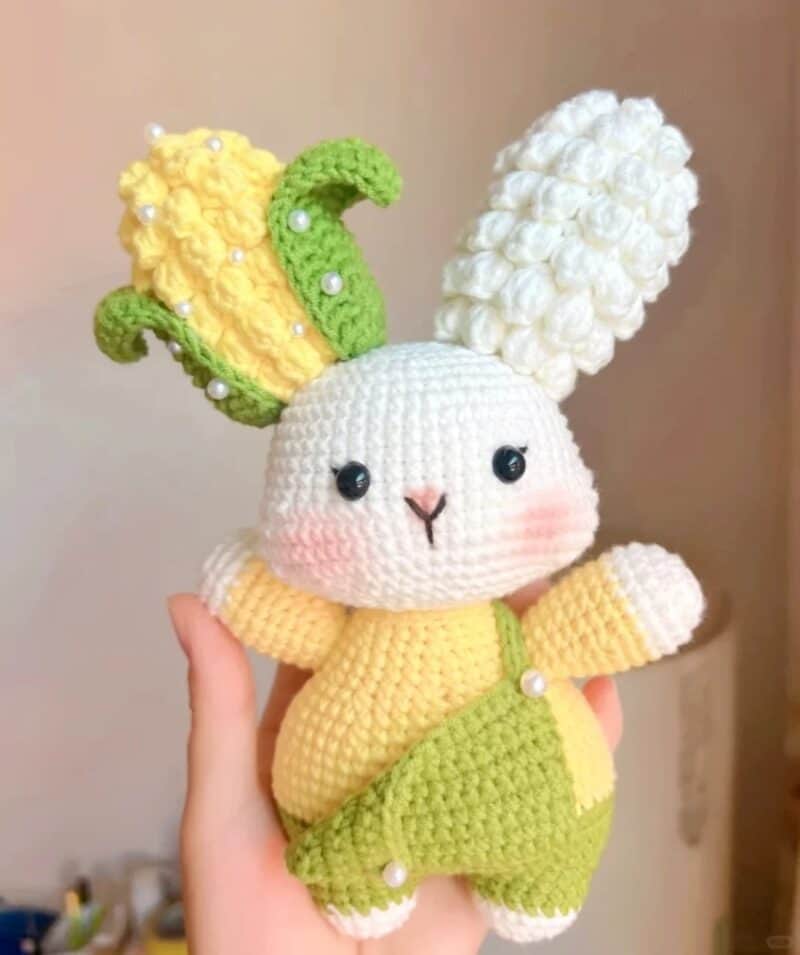 Adorable Corn Rabbit Crochet Toy - Finished Product