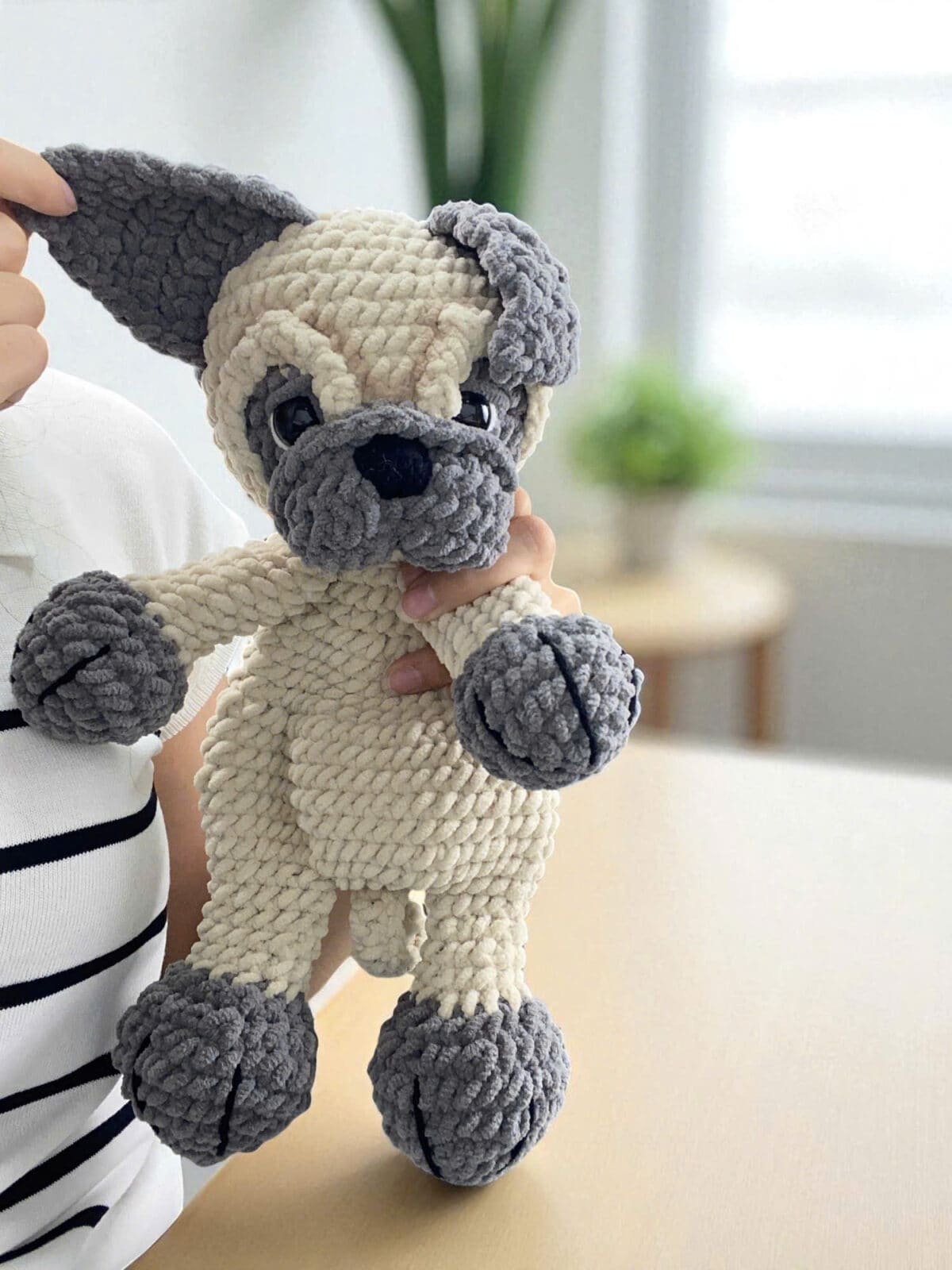 Handmade Pug Dog Crochet Pillow – Soft Amigurumi Hug Plush, Stuffed Animal Toy, Cute Dog Lover Gift, Finished Crochet Plushie - Image 10