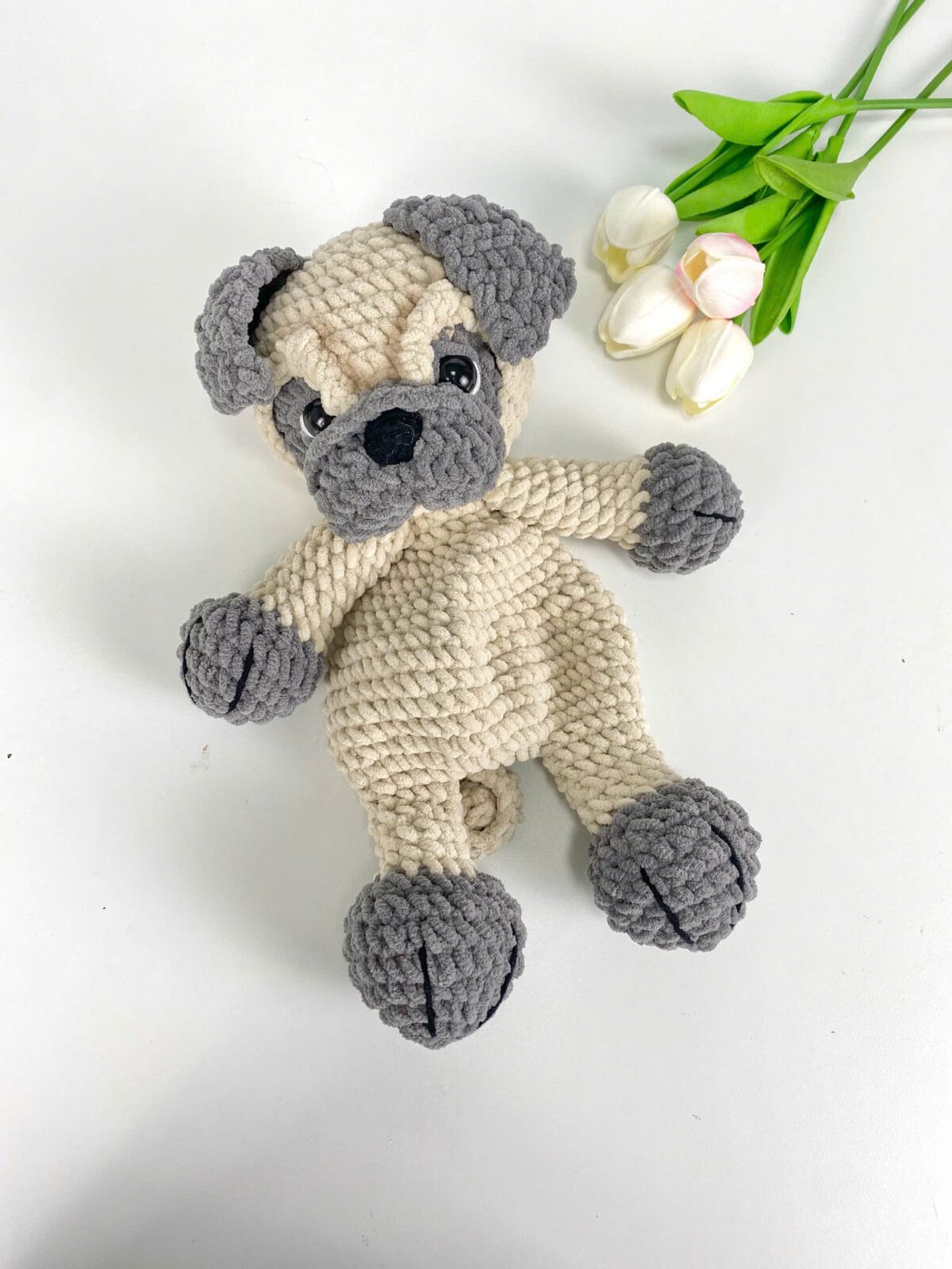 Handmade Pug Dog Crochet Pillow – Soft Amigurumi Hug Plush, Stuffed Animal Toy, Cute Dog Lover Gift, Finished Crochet Plushie - Image 9