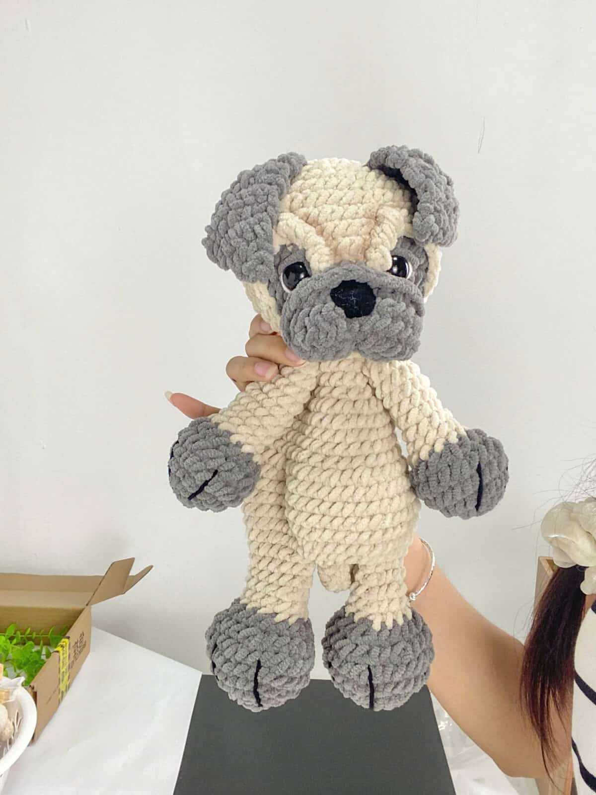 Handmade Pug Dog Crochet Pillow – Soft Amigurumi Hug Plush, Stuffed Animal Toy, Cute Dog Lover Gift, Finished Crochet Plushie - Image 8