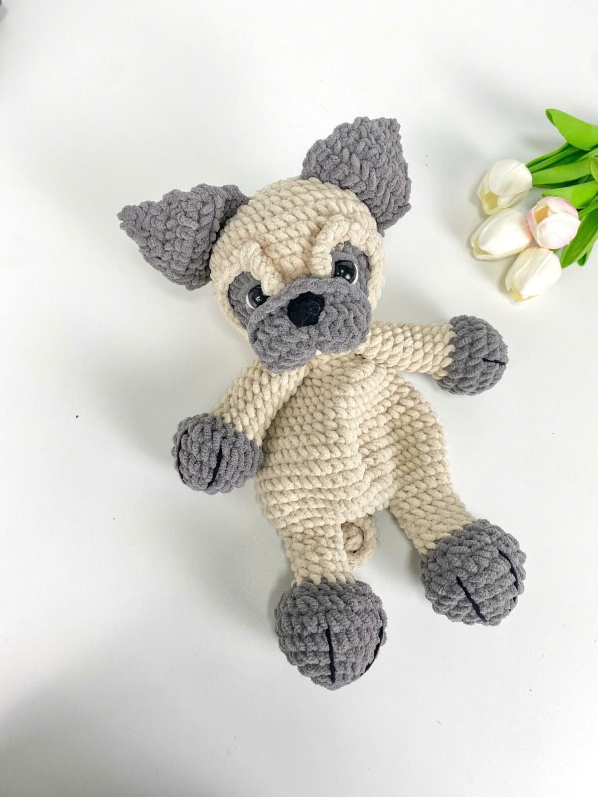 Handmade Pug Dog Crochet Pillow – Soft Amigurumi Hug Plush, Stuffed Animal Toy, Cute Dog Lover Gift, Finished Crochet Plushie - Image 6