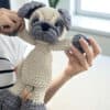 Handmade Pug Dog Crochet Pillow 9